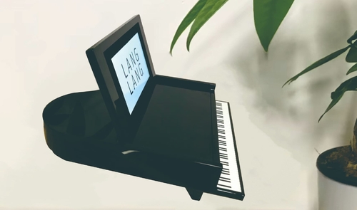 Piano-Shaped Video Display for Luxury Retail