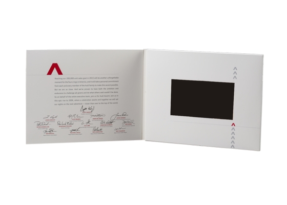 Goede prijs 2016 meest populaire souvenir 4,3 inch video groetekaart in papier ambacht, cosmetische video brochure, videoboek met mangnet online