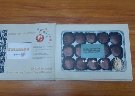 Good price FERRERO Promotional 2.4''  LCD screen advertising business video cards, many style video brochure online