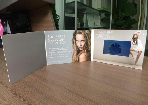 Good price Newest 4.3‘’ screen Button control LCD video brochure card, A5 size tri-folded video production business card online